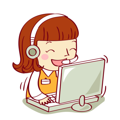 Brown haired girl using computer