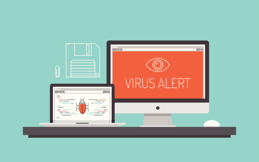 Computer virus alert concept illustration