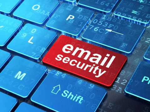Email Security on computer keyboard background