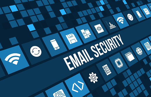 Email security concept image with business icons and