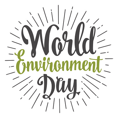 World environment day hand lettering. Vector black and green illustration