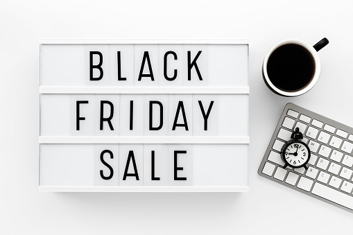 Black friday sale on white table