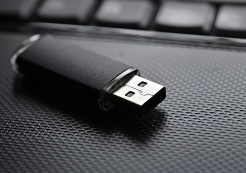 Black and steel colored USB memory stick / flash drive
