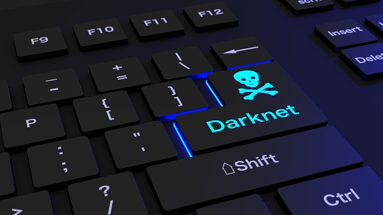 Black keyboard with glowing darknet enter key
