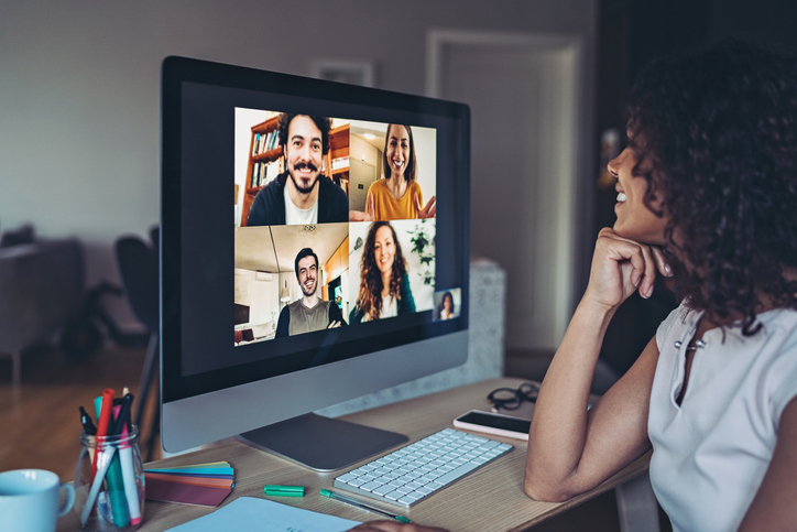 Group of people having a video conference